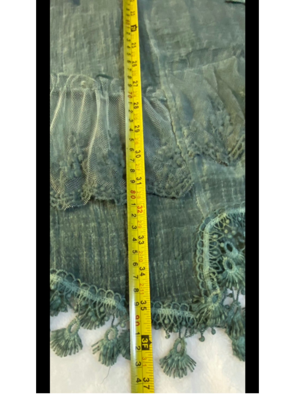 Pretty Angel Sage Green Boho Skirt L Crochet Lace Applique Fairycore Cottagecore - Picture 6 of 6